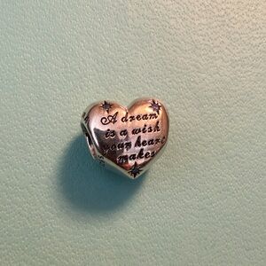 Pandora Disney Silver Heart Charm with Engraved Quote